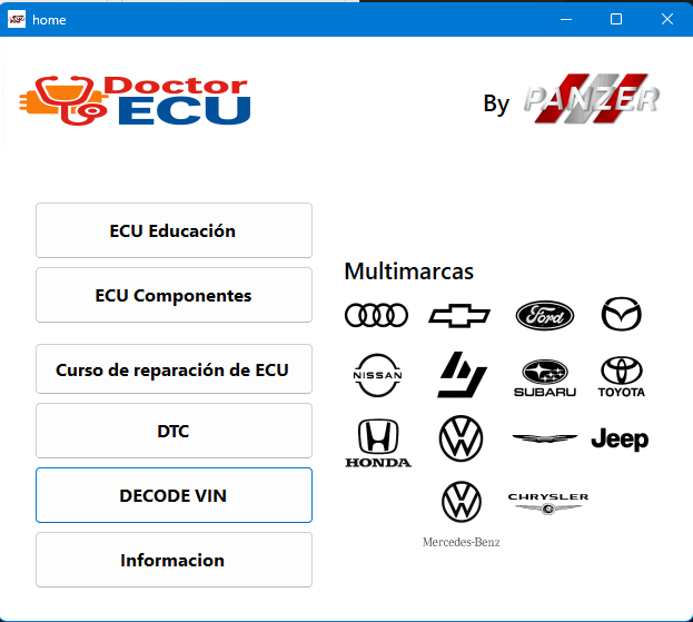 Interfaz del software Doctor ECU